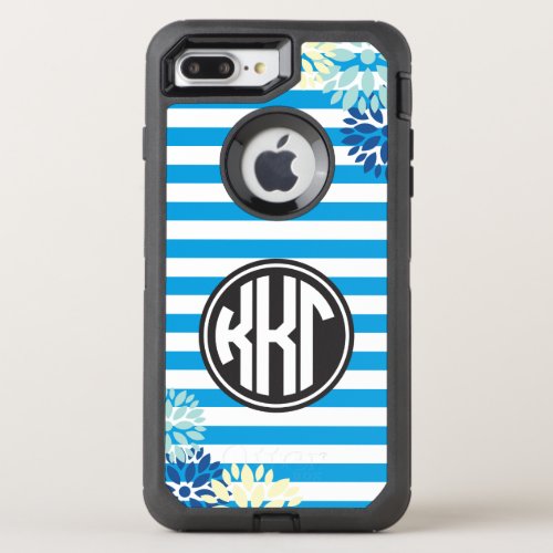 Kappa Kappa Gamma  Monogram Stripe Pattern OtterBox Defender iPhone 8 Plus7 Plus Case