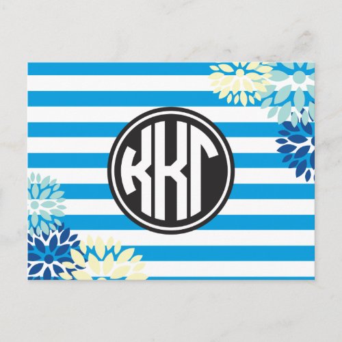 Kappa Kappa Gamma  Monogram Stripe Pattern Postcard