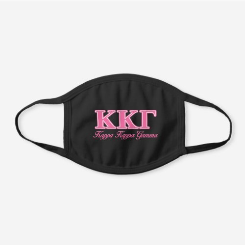 Kappa Kappa Gamma Pink Letters Black Cotton Face Mask