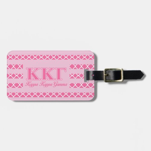 Kappa Kappa Gamma Pink Letters Luggage Tag