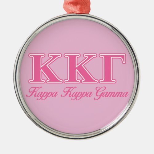 Kappa Kappa Gamma Pink Letters Metal Ornament