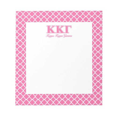 Kappa Kappa Gamma Pink Letters Notepad