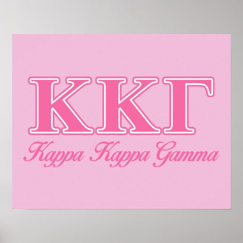Kappa Kappa Gamma Pink Letters Poster