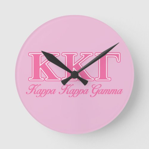 Kappa Kappa Gamma Pink Letters Round Clock