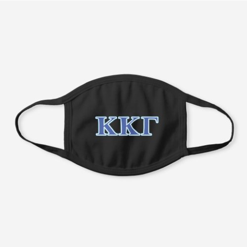 Kappa Kappa Gamma Royal Blue and Baby Blue Letters Black Cotton Face Mask