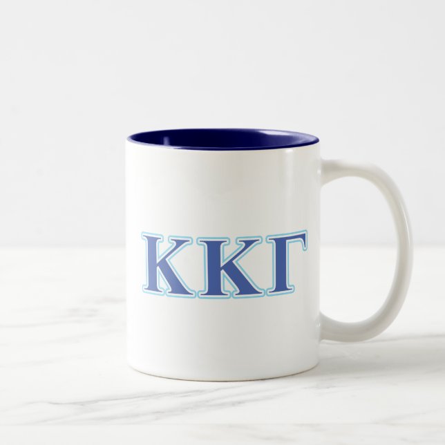 Kappa Kappa Gamma Royal Blue and Baby Blue Letters Two-Tone Coffee Mug (Right)