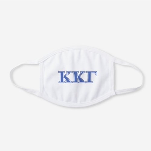 Kappa Kappa Gamma Royal Blue Letters White Cotton Face Mask