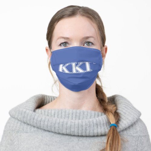 Kappa Kappa Gamma White and Royal Blue Letters Adult Cloth Face Mask