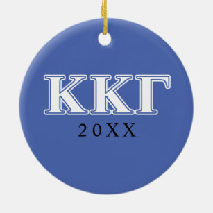 Kappa Kappa Gamma White and Royal Blue Letters Ceramic Ornament