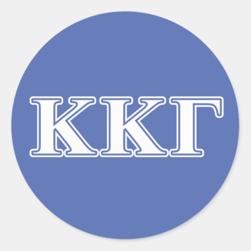 Kappa Kappa Gamma White and Royal Blue Letters Classic Round Sticker