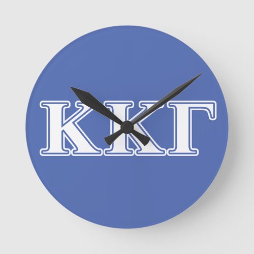 Kappa Kappa Gamma White and Royal Blue Letters Round Clock