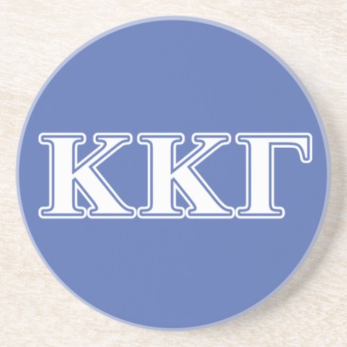 Kappa Kappa Gamma White and Royal Blue Letters Sandstone Coaster