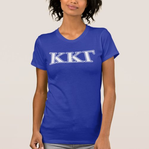 Kappa Kappa Gamma White and Royal Blue Letters T_Shirt