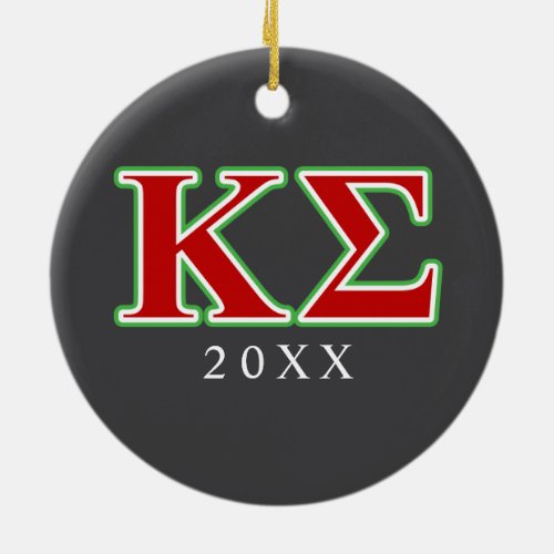 Kappa Sigma Red and Green Letters Ceramic Ornament