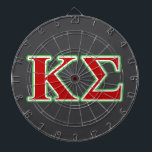 Kappa Sigma Red and Green Letters Dartboard With Darts<br><div class="desc">Check out these official Kappa Sigma designs! Personalize your own Greek merchandise on Zazzle.com! Click the Customize button to insert your own name, class year, or club to make a unique product. Try adding text using various fonts & view a preview of your design! Zazzle's easy to customize products have...</div>