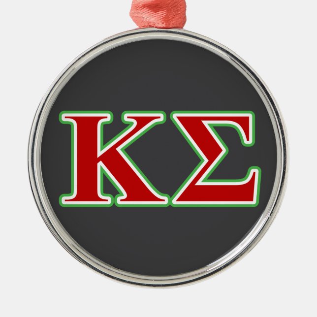 Kappa Sigma Red and Green Letters Metal Ornament (Front)