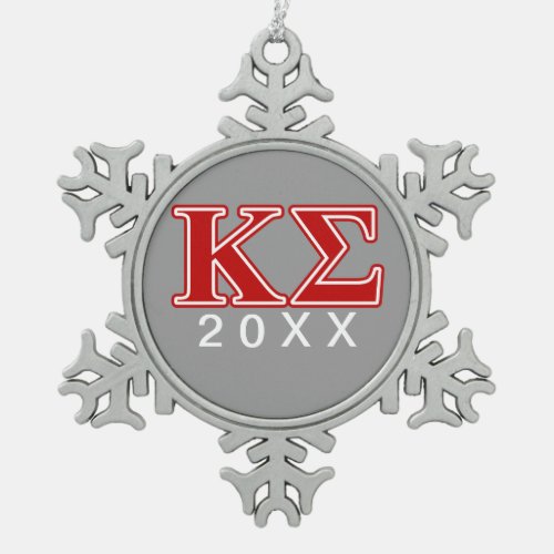 Kappa Sigma Red Letters Snowflake Pewter Christmas Ornament