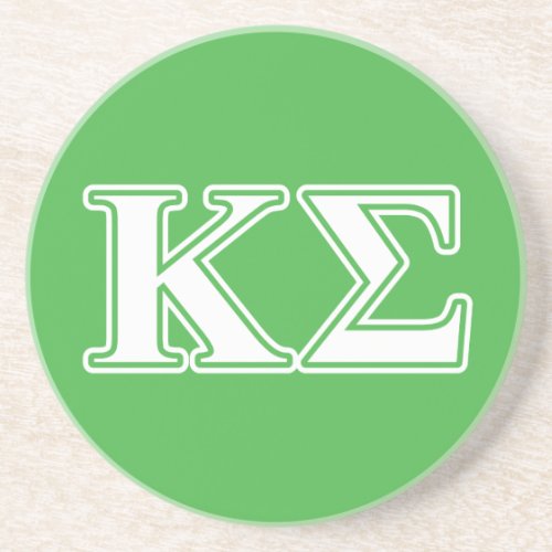 Kappa Sigma White and Green Letters Sandstone Coaster
