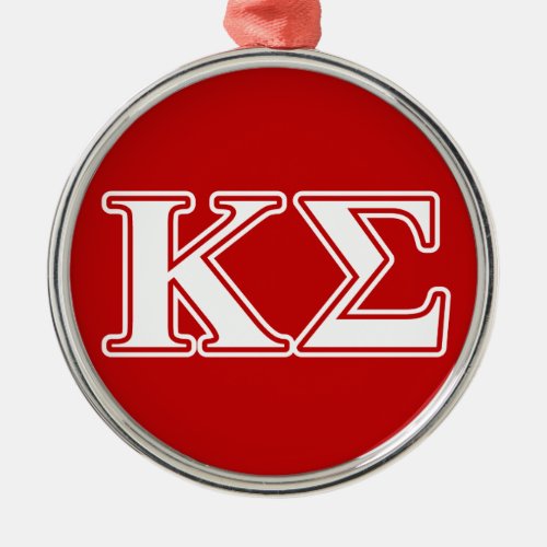 Kappa Sigma White and Red Letters Metal Ornament