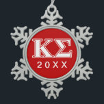 Kappa Sigma White and Red Letters Snowflake Pewter Christmas Ornament<br><div class="desc">Check out these official Kappa Sigma designs! Personalize your own Greek merchandise on Zazzle.com! Click the Customize button to insert your own name, class year, or club to make a unique product. Try adding text using various fonts & view a preview of your design! Zazzle's easy to customize products have...</div>
