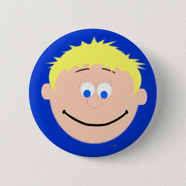 Kapskids Boy Blonde Blue Eyed Face Button Badge (Front)
