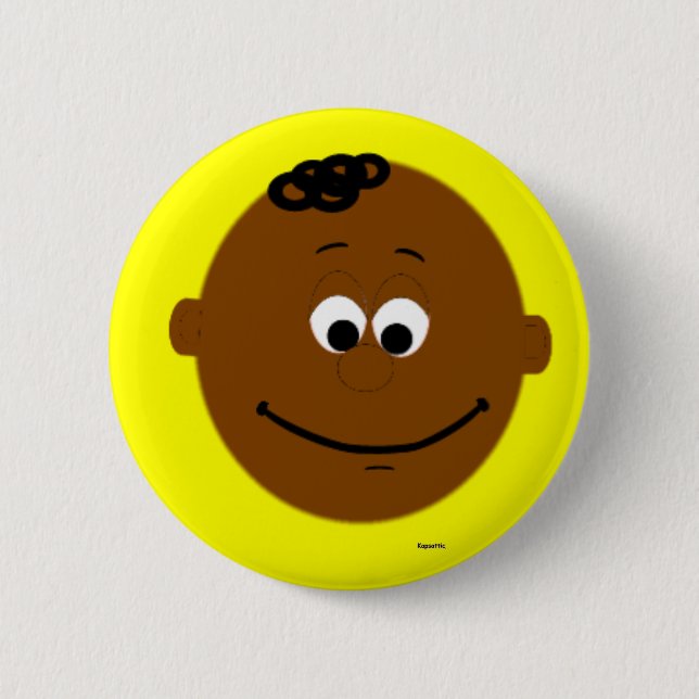 Kapskids Dark Skin Boys Face Button Badge (Front)