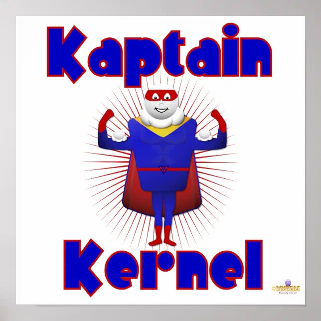 Kaptain Kernel Popcorn Superhero Poster | Zazzle