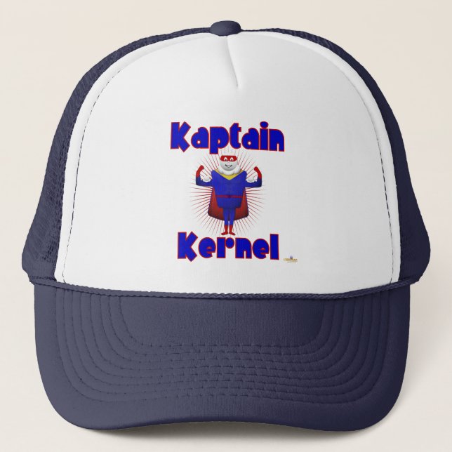 Kaptain Kernel Popcorn Superhero Trucker Hat (Front)