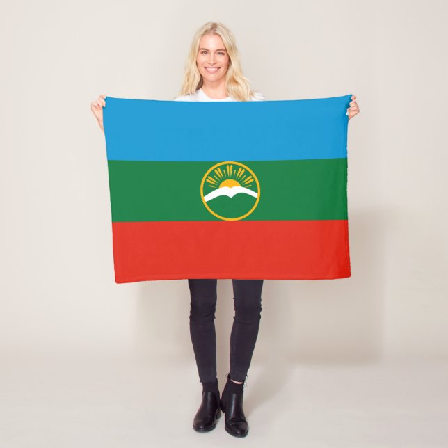 Karachay Cherkessia Flag Fleece Blanket (In Situ)