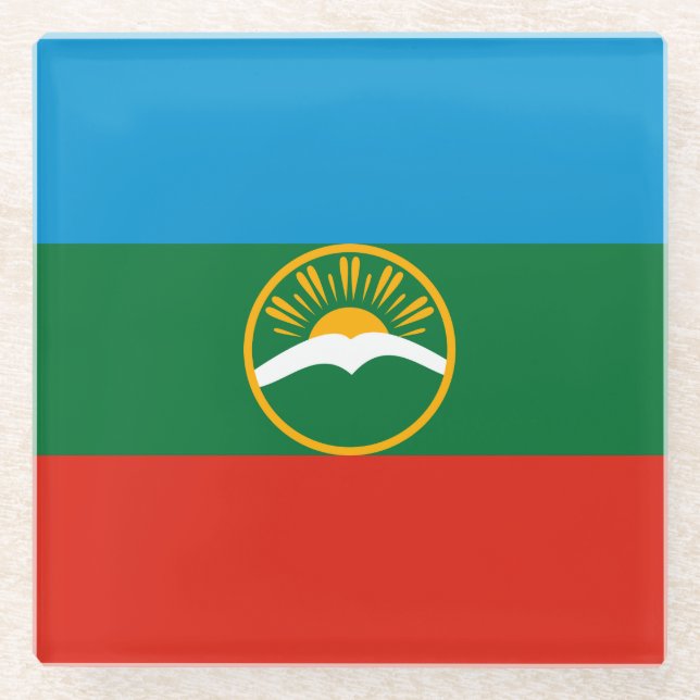Karachay Cherkessia Flag Glass Coaster (Front)