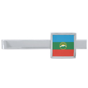 Karachay Cherkessia Flag Silver Finish Tie Bar