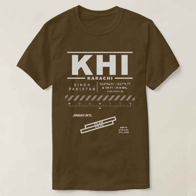 Karachi Jinnah Int'l Airport KHI Tee Shirt: (Design Front)