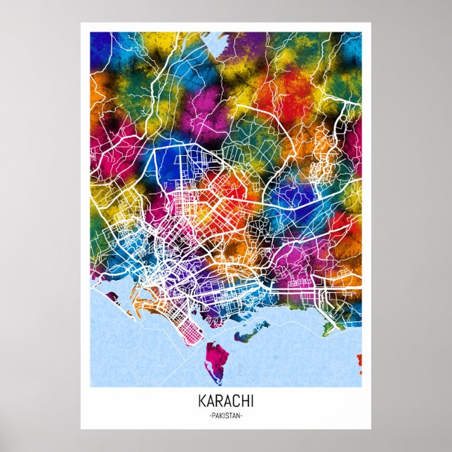 Karachi Pakistan City Map Poster (Front)