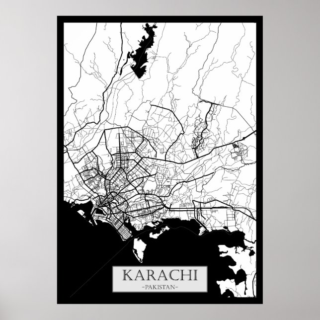 Karachi Pakistan Map Poster (Front)