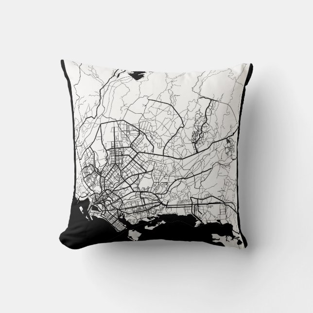 Karachi Pakistan Map Throw Pillow (Front)
