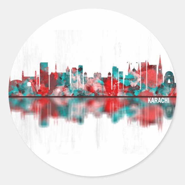 Karachi Pakistan Skyline Classic Round Sticker (Front)