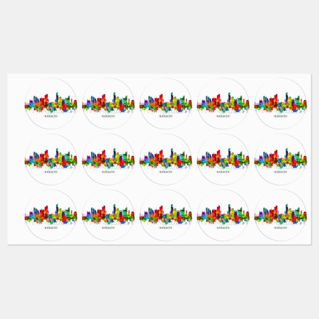 Karachi Pakistan Skyline Labels (Sheet)