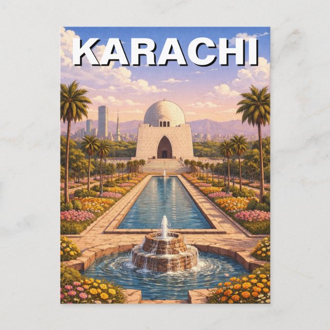 Karachi Pakistan Travel Postcard (Front)