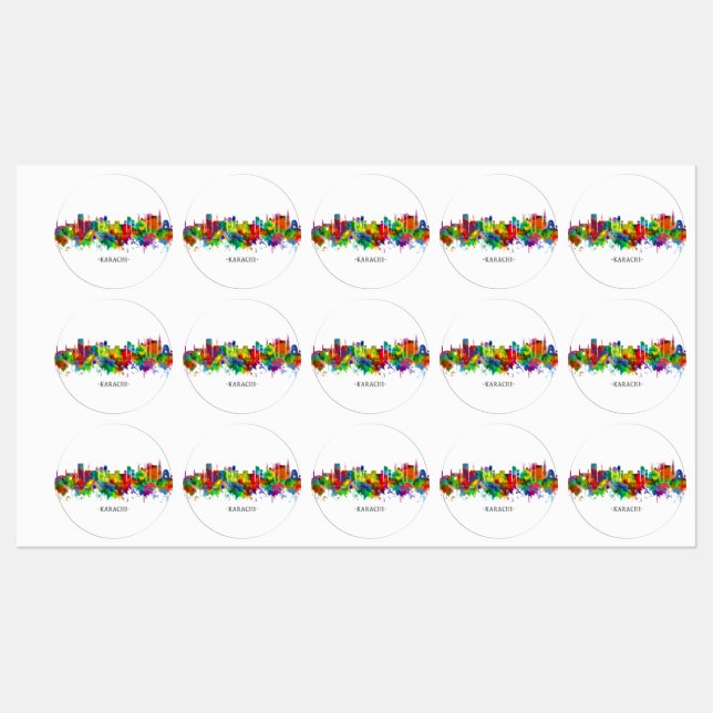 Karachi Skyline Pakistan Labels (Sheet)