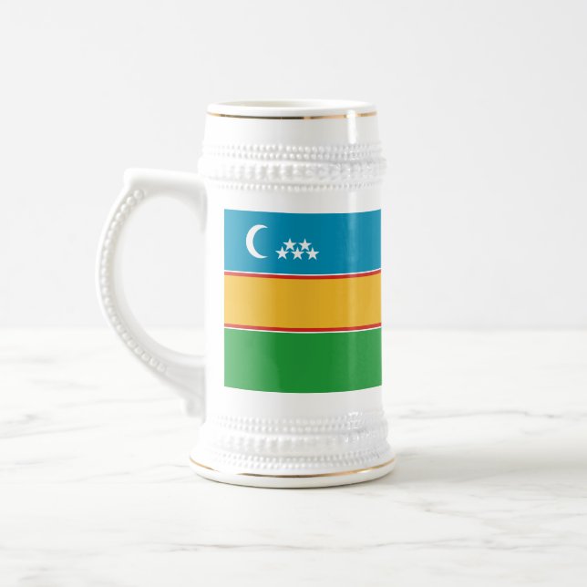 Karakalpakstan Flag Beer Stein (Left)
