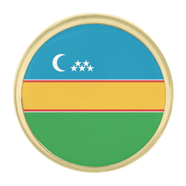 Karakalpakstan Flag Gold Finish Lapel Pin (Front)