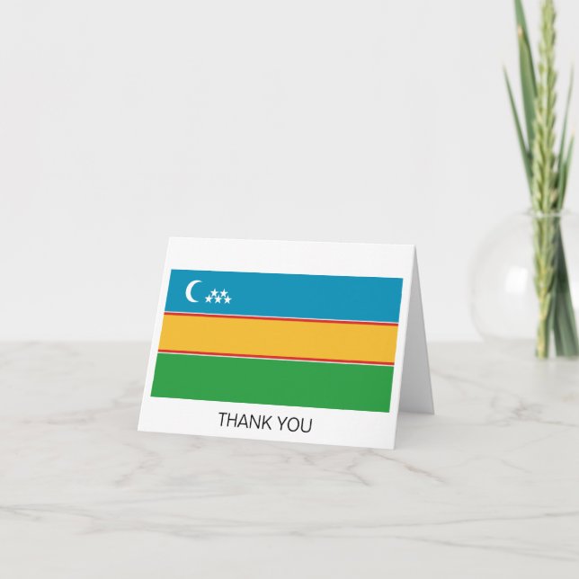 Karakalpakstan Flag Letterpress Thank You Card (Front)
