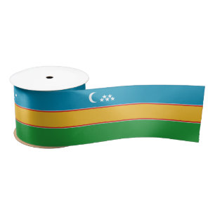 Karakalpakstan Flag Satin Ribbon