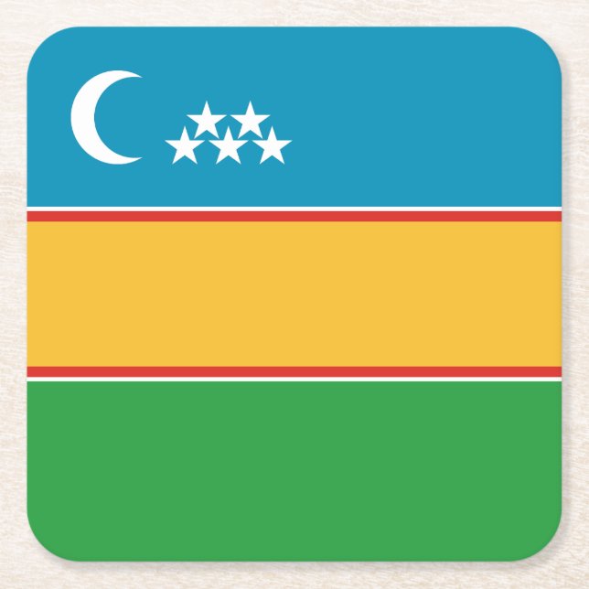 Karakalpakstan Flag Square Paper Coaster (Front)