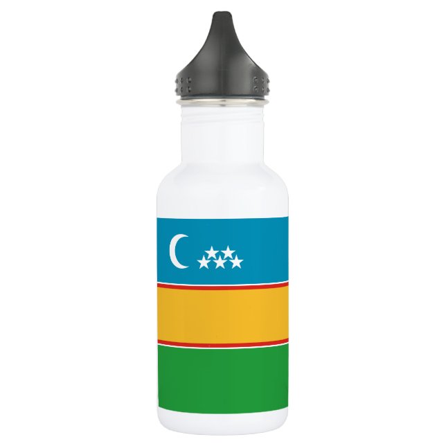 Karakalpakstan Flag Stainless Steel Water Bottle (Left)