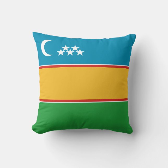 Karakalpakstan Flag Throw Pillow (Front)