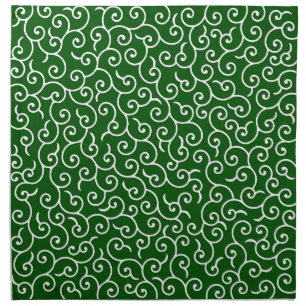 Karakusa Green and White Motive Cloth Napkin