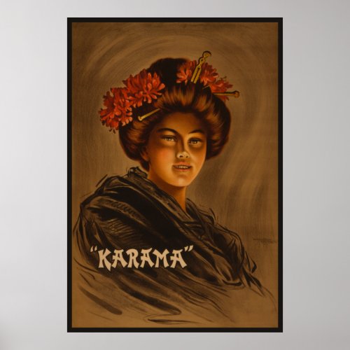 Karama Japanese Geisha Oiran Girl Courtesan Poster