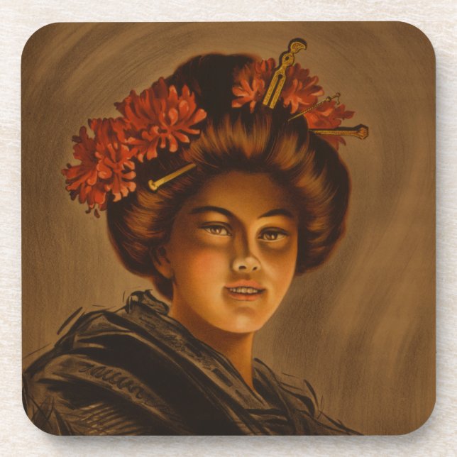 Karama: Japanese Romance Geisha Actress Beverage Coaster (Front)
