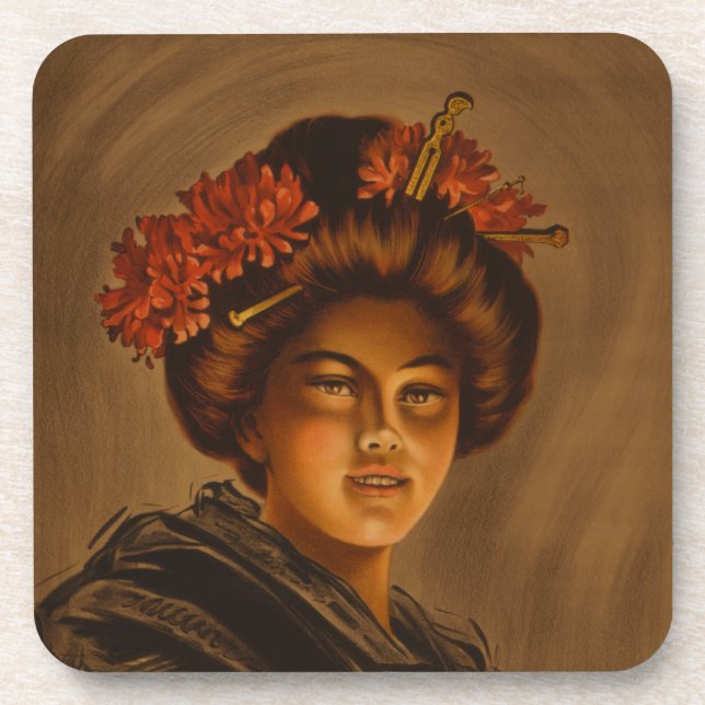 Karama: Japanese Romance Geisha Actress Beverage Coaster (Front)
